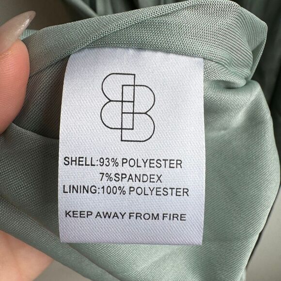 NWT Baltic Born Poppy Midi Dress Womens M Satin Eucalyptus Sage Green Tie Front - Picture 7 of 7